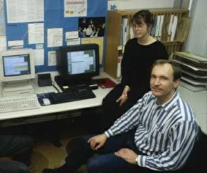 Nicola Pellow und Kollege (Foto CERN)