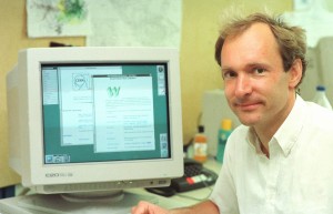 Tim Berners-Lee mit dem WorldWideWeb (Foto CERN)