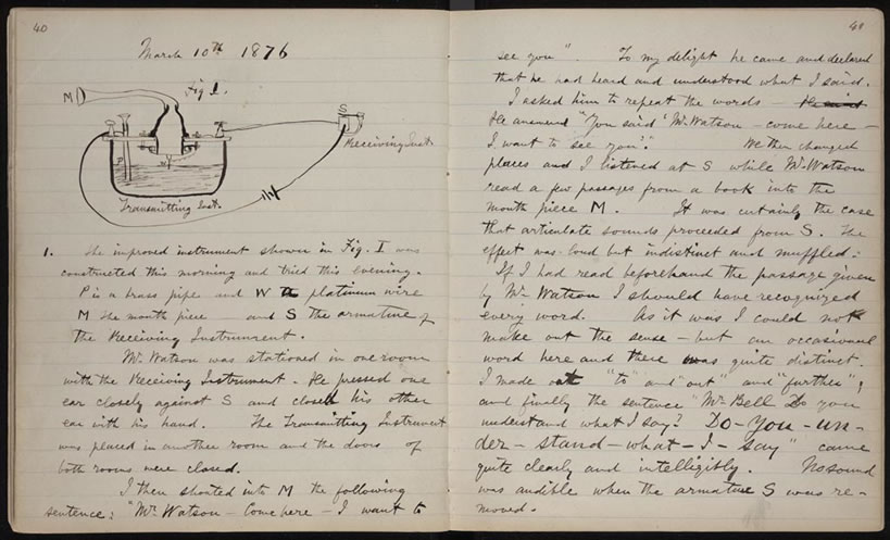 Laborbuch von Alexander Graham Bell (10. März 1876)