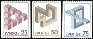 Oscar-Reutersvärd-Briefmarken von 1982 (Foto Lilly Library, Bloomington)